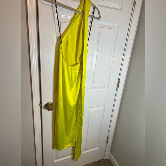 SER.O.YA Marissa Silk Dress in Neon Lime - Picture 7 of 9